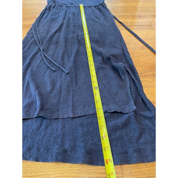 Gap 100% Linen Sleeveless Maxi Dress Size Small Petite Navy Blue Drawstring - Picture 11 of 12